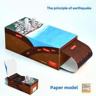 海啸地震发生原理3D纸模型DIY教学手工课立体折纸天一纸艺