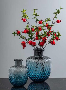 玄关可样板间蜂窝水培渐变装饰品乡村客厅花瓶器插画花美式蓝色