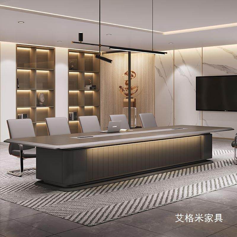 大型办公会议桌长桌简约现代会议室洽谈桌子高端轻奢开会烤漆家具