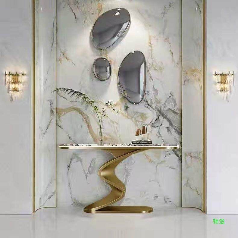 高端意式轻奢大理石奢石玄关桌超窄玄关柜别墅酒店走廊条案端景台