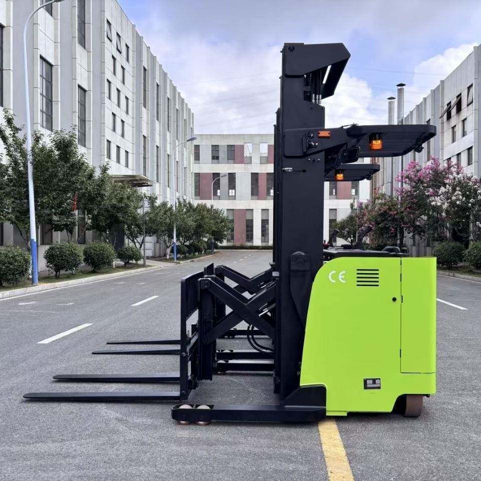 普尔夫站驾式双伸位前移式电动叉车单剪叉高位堆垛机无腿堆高车