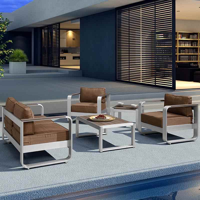 户几外沙庭院别客厅简约68茶室外墅花园防水铝合金防腐木家具组发