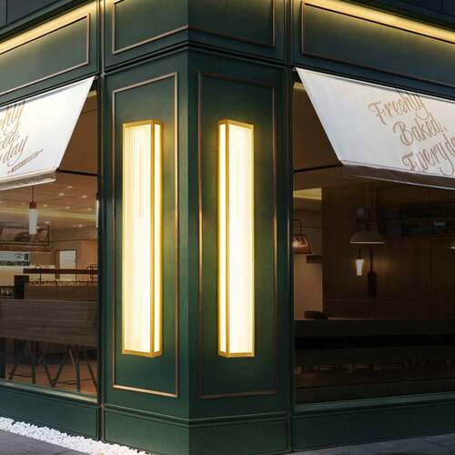 LED壁灯特色简约方形电镀拉丝不锈钢壁灯户外小区墙壁挂灯