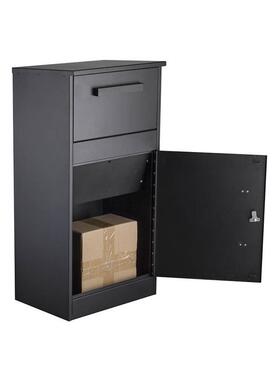 现货户外防雨报快递柜欧式HVI式包裹箱手工黑色室外不信锈钢美箱