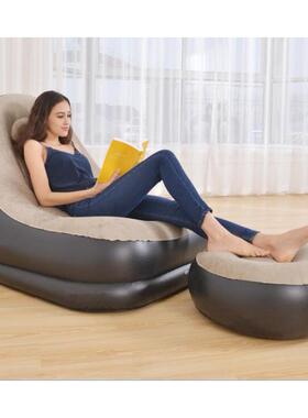 户外用品室内充气小沙发懒人沙发椅植绒充气凳子单人沙发床躺椅