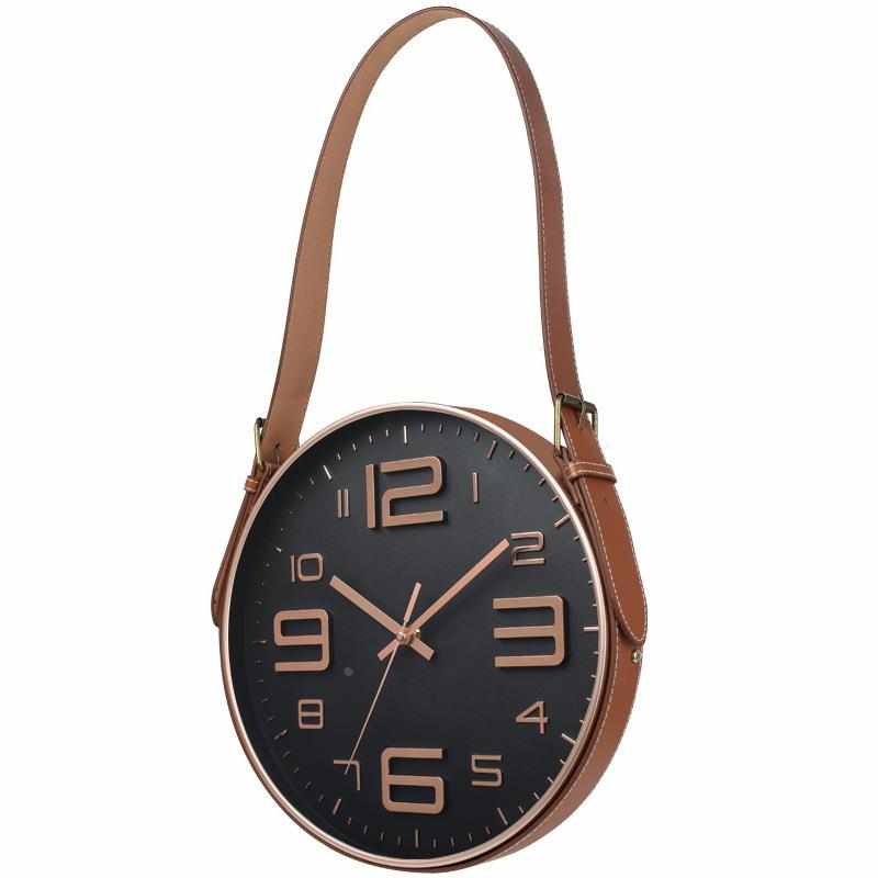 12英寸30cm石英现代皮带时钟客厅时尚静音圆形卧室装饰大气挂钟