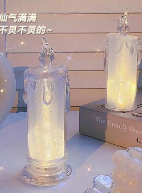 LED仿真蜡烛灯创意小夜灯卧室床头灯氛围灯创意礼品桌面装饰摆件