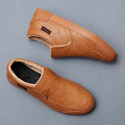 高档男鞋休闲鞋皮冬人季潮鞋子懒一脚蹬透韩气版潮流百搭板鞋套脚