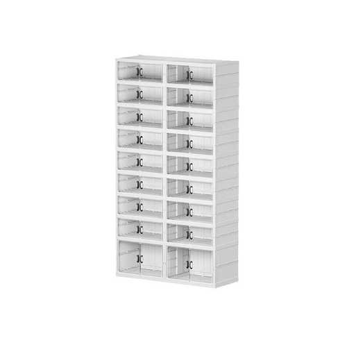 免安装透明鞋盒 一体式可折叠四排鞋柜 大容量多层家用塑料收纳柜