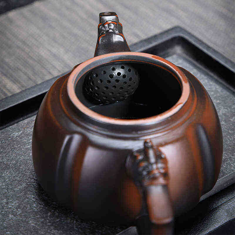 茶壶功夫茶汉单陶壶茶壶矿泥料紫茶具紫砂瓦大口壶纯手工原壶貔貅