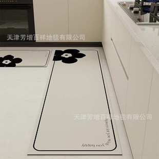 奶油风厨房地垫加厚硅藻泥吸水吸油可擦免洗家用门口脚垫防滑垫子
