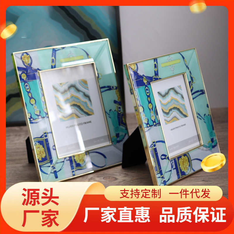 金属相框摆台六寸七寸玻璃装饰照片框轻奢不锈钢酒店样板间相架