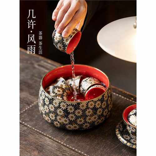 茶洗笔洗手工高档金银水缸缸废家用错茶渣号大茶具陶瓷建水批发