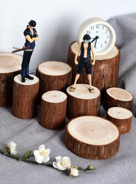 超市美陈造景小木桩木头摆件杉木段装饰材料树段木墩拍照陈列道具