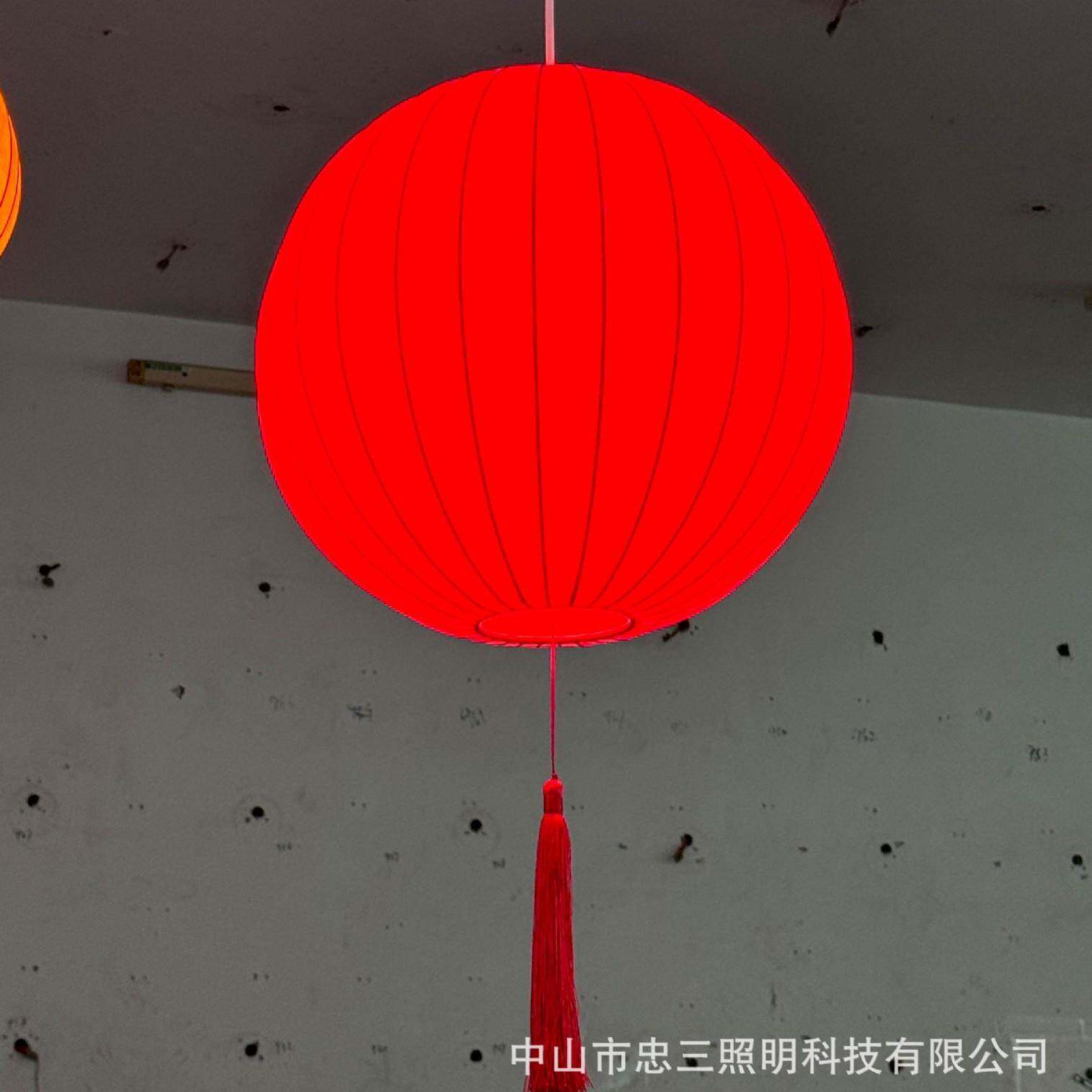 新中式圆中国古风红灯笼节日装饰美陈古街长廊户外防水圆形吊灯亮