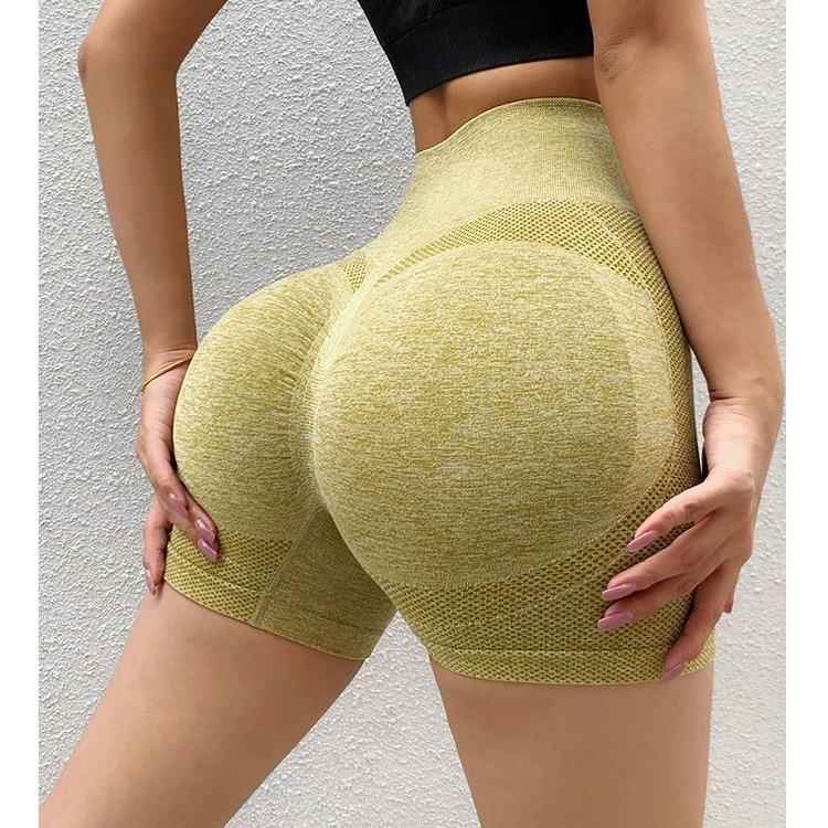 Yoga shorts smiley face honey hip high waist quick dry