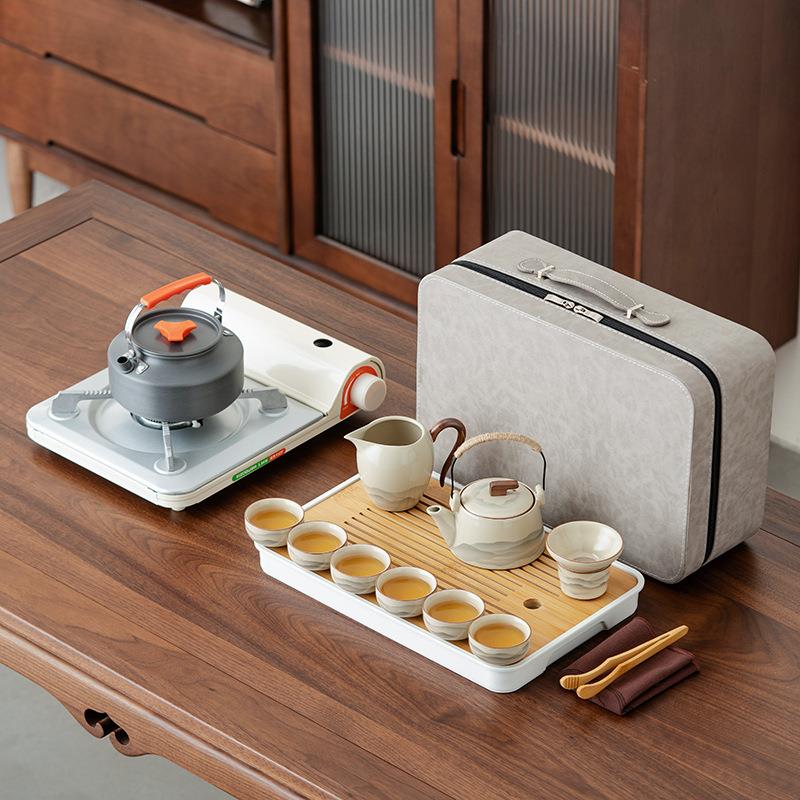 钛合金户外烧水茶具套装煮茶高档便携露营旅行茶具整套泡茶器装备