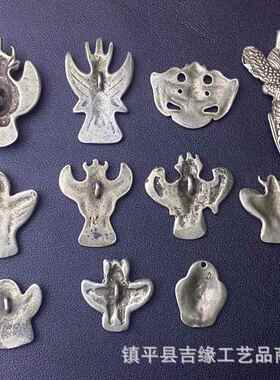 藏式白铜托甲利马大鹏鸟挂坠民族风复古大鹏鸟铜牌吊坠