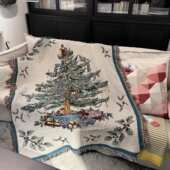 Merry 圣诞节圣诞树毯子挂毯 Christmas