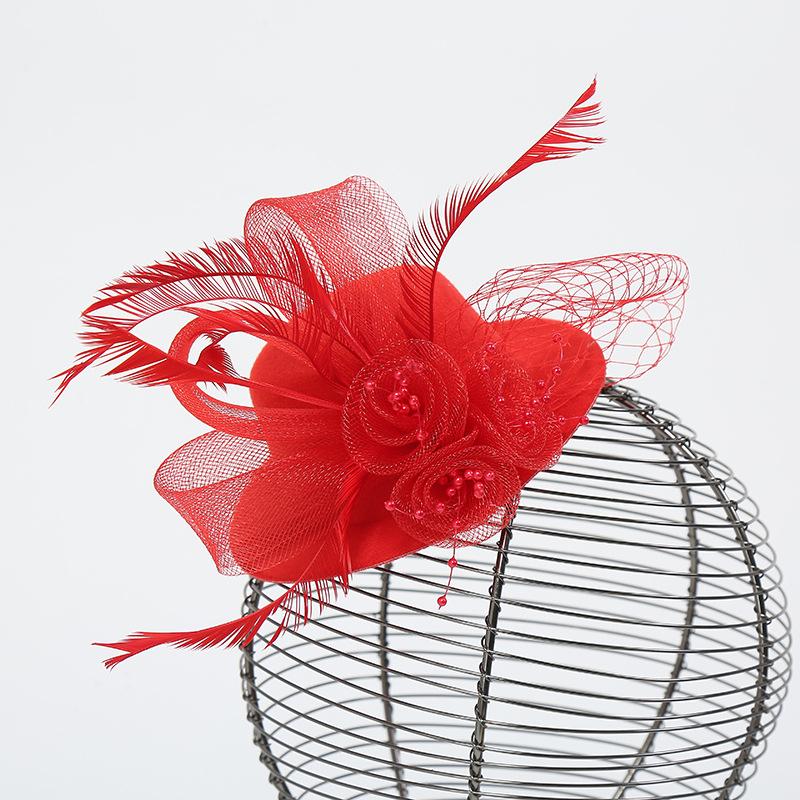 儿童小礼帽女复古时尚可爱羽毛头花舞台出走秀生日头饰发饰发夹