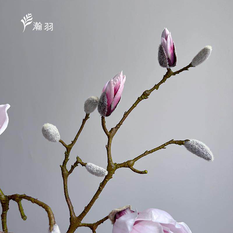 仿真绢新布玉兰假礼花家居装饰花艺单枝多道头玉兰花婚具摄PMM影