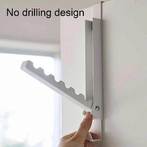 2Pcs Door Clothes Drying Rack Storage Hook Foldable Design