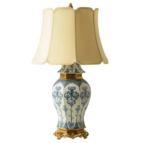 新款欧式宫廷奢华陶瓷装配美铜台饰台灯式新古典陶瓷台灯家居客厅