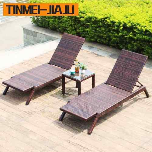 户外藤躺床阳台室外别墅酒店庭院露台民宿游泳池防水防晒休闲躺椅