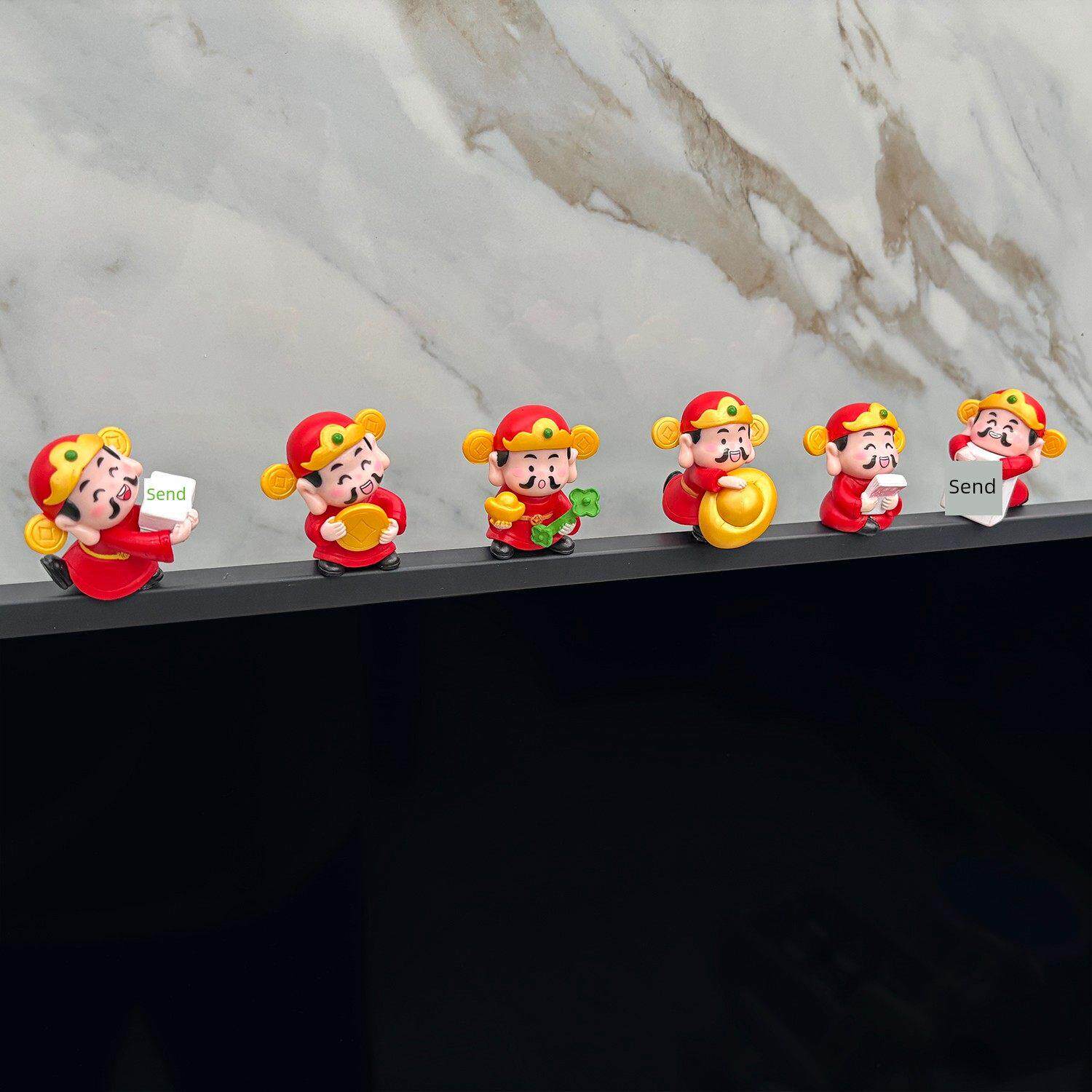 电脑萤幕上的财神爷工位装饰品办公桌面汽车载中控台招财小摆件