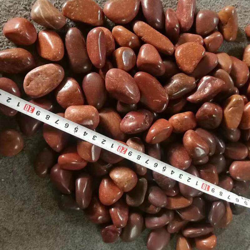红色精品雨花石 园林造景工程铺设红色鹅卵石 红色精抛石子厂