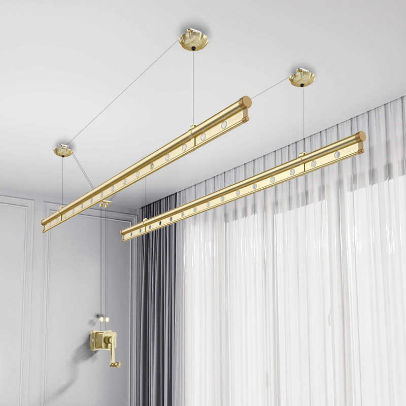 手摇夫人晒被子手动阳台晾衣杆家用凉双杆晾衣架升降室内衣架金贵