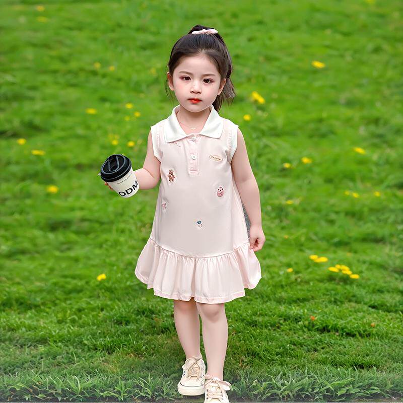 儿童绣荷叶边连衣透气202韩版小女Q-99431孩无袖裙子裙女童夏季休