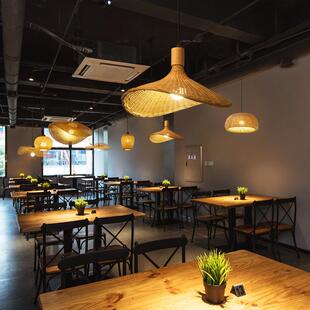 竹竹编灯新中式 餐饮艺灯笼餐943吊 创意厅厅卧室吧台民宿饭店中式