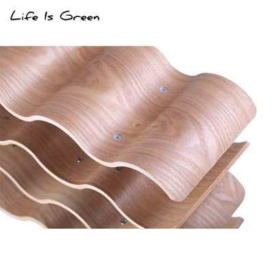 家居酒店吧台木质酒架创意波浪形葡萄红酒架子展示架实木酒瓶架