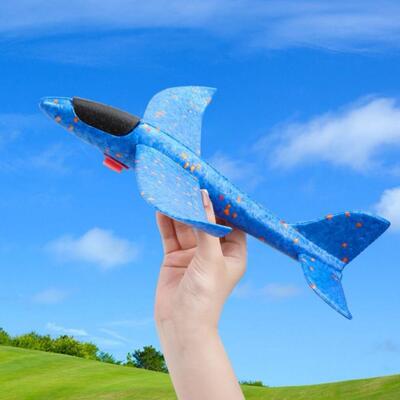 泡沫飞机多功能手抛儿童弹射滑翔机男孩枪式一键发射网红户外玩具