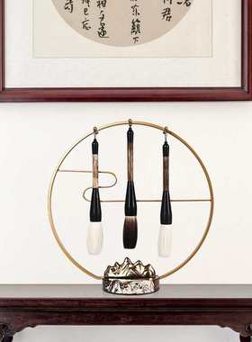 书房博古架装饰新酒店中式笔架摆设办公桌摆件假山前台装饰毛禅意