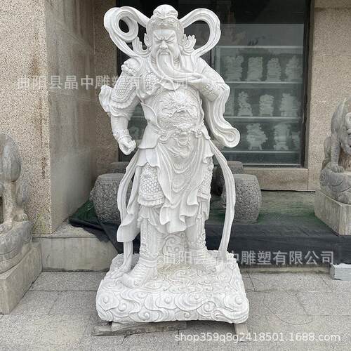 定制石雕关公像关二爷伽蓝菩萨寺庙供奉武财神关帝圣君珈蓝韦陀