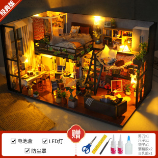 正品 diy手工小屋迷你小房子别墅建筑模型玩具屋立体拼图生日礼物