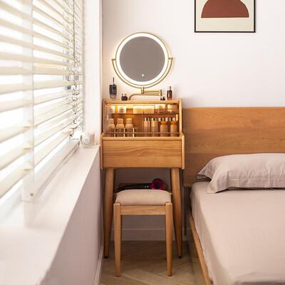 爱莱德梳妆台小型实木主卧床头化妆桌小户型60cm70公分现代简约化