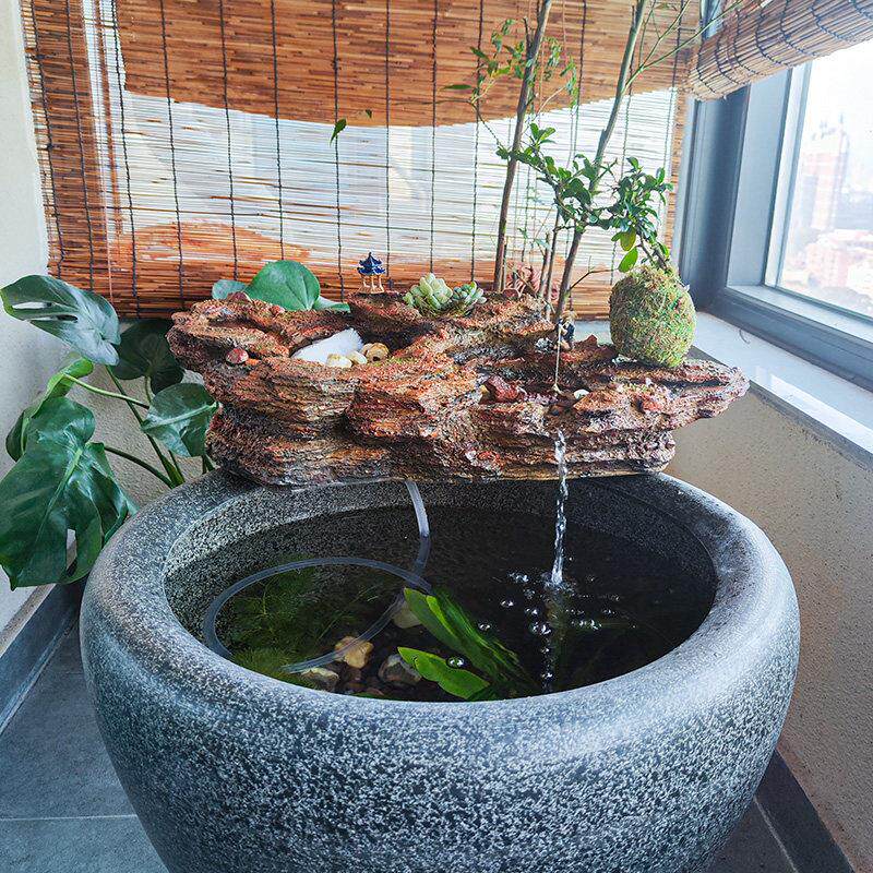 古代流水鱼缸摆件流水装置中国风办公室客厅家居流水风水运势流水