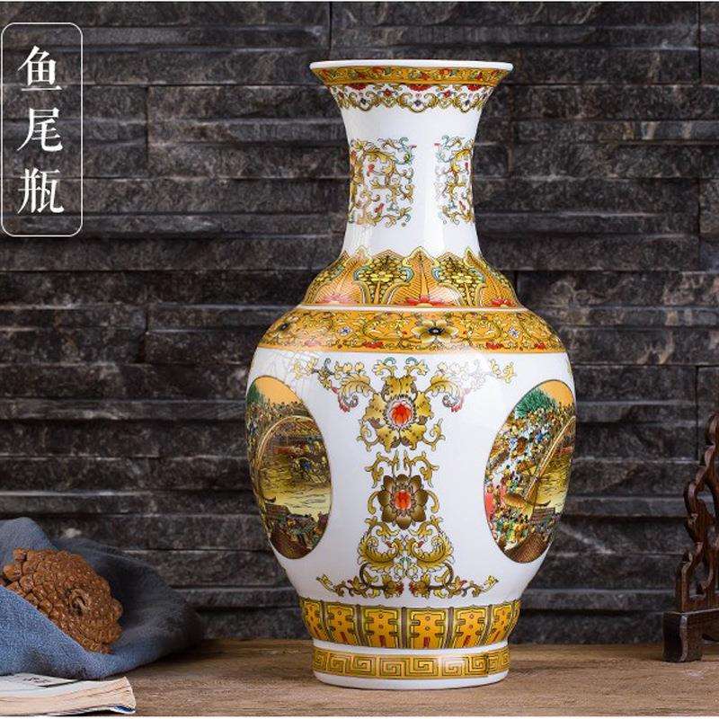 景德镇陶瓷器花瓶中式摆件插花器白色小瓷瓶酒柜工艺品家居装饰品