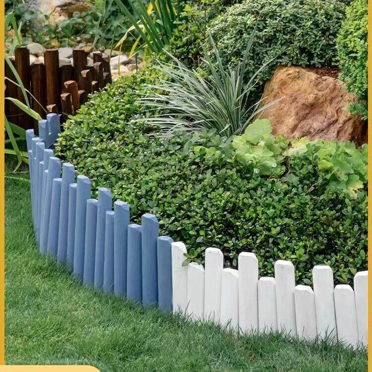 碳化木栅栏花园围栏户外花坛蓝色篱笆室外庭院装饰花境白色竹木栏