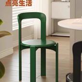 复古可叠放书桌椅家用奶油风中古餐椅卧室实木多巴胺椅子轻奢家具