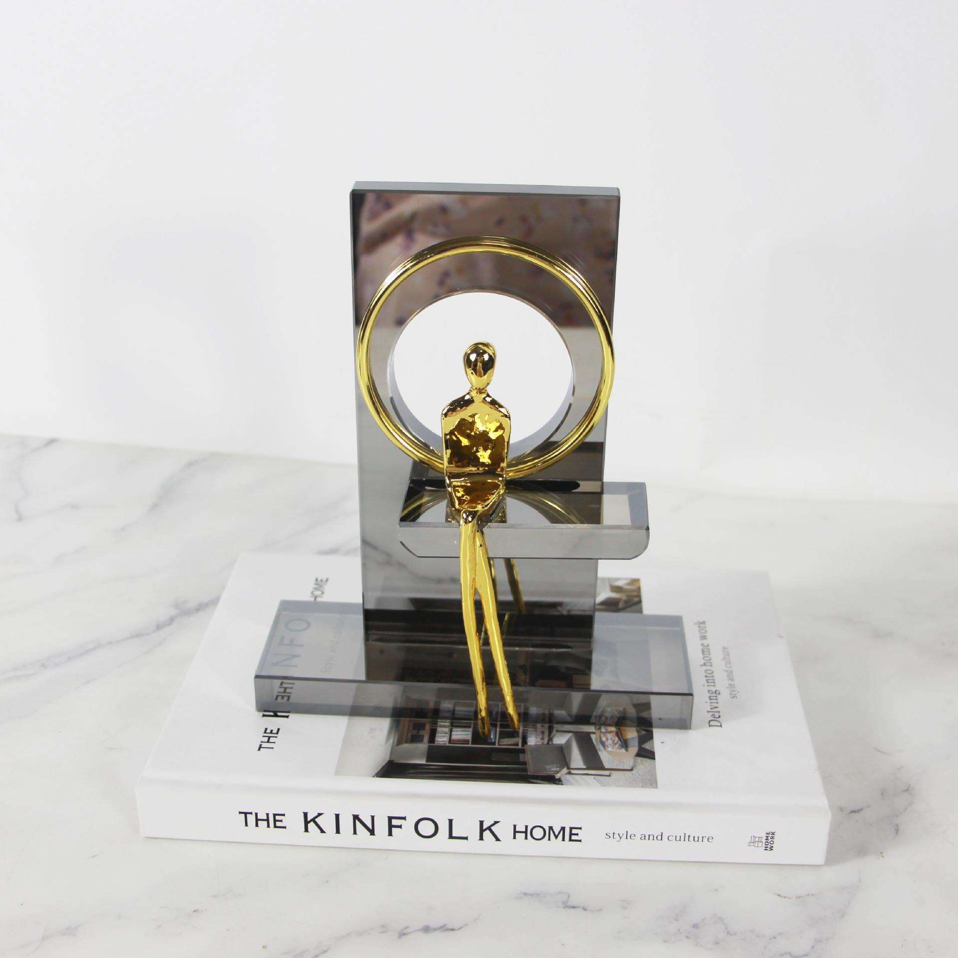 现代新中式透明人物摆件样板房客厅玄关艺术品酒店别墅软装饰品