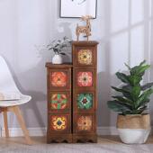 美式 客325厅实床小斗柜复木古卧室多功能柜子储柜多层简易头物柜