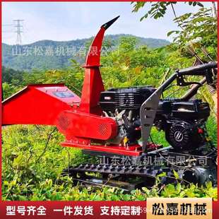 履带式树枝粉碎机柴汽油电动碎木机枝条秸秆木材破碎机果园碎枝机