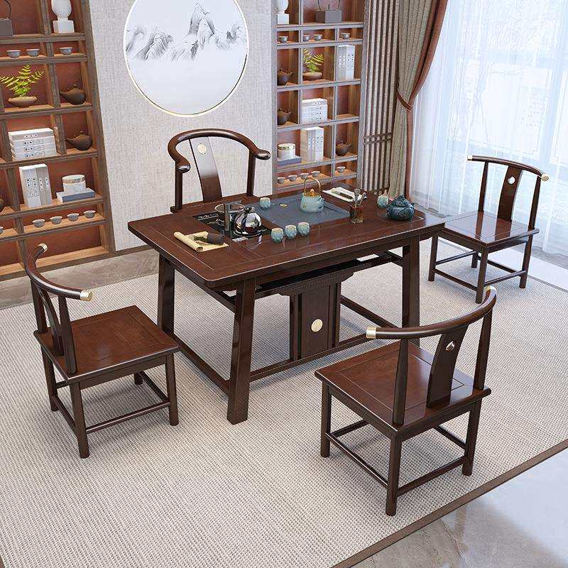新中式实木茶桌椅功夫小茶台简约茶具套装阳台一体家用1.2米茶台
