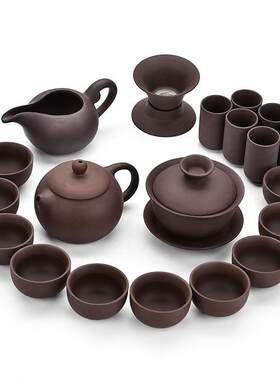 茶杯套装特价紫砂功夫茶具青瓷哥窑整套汝窑陶瓷盖碗茶壶子大套组