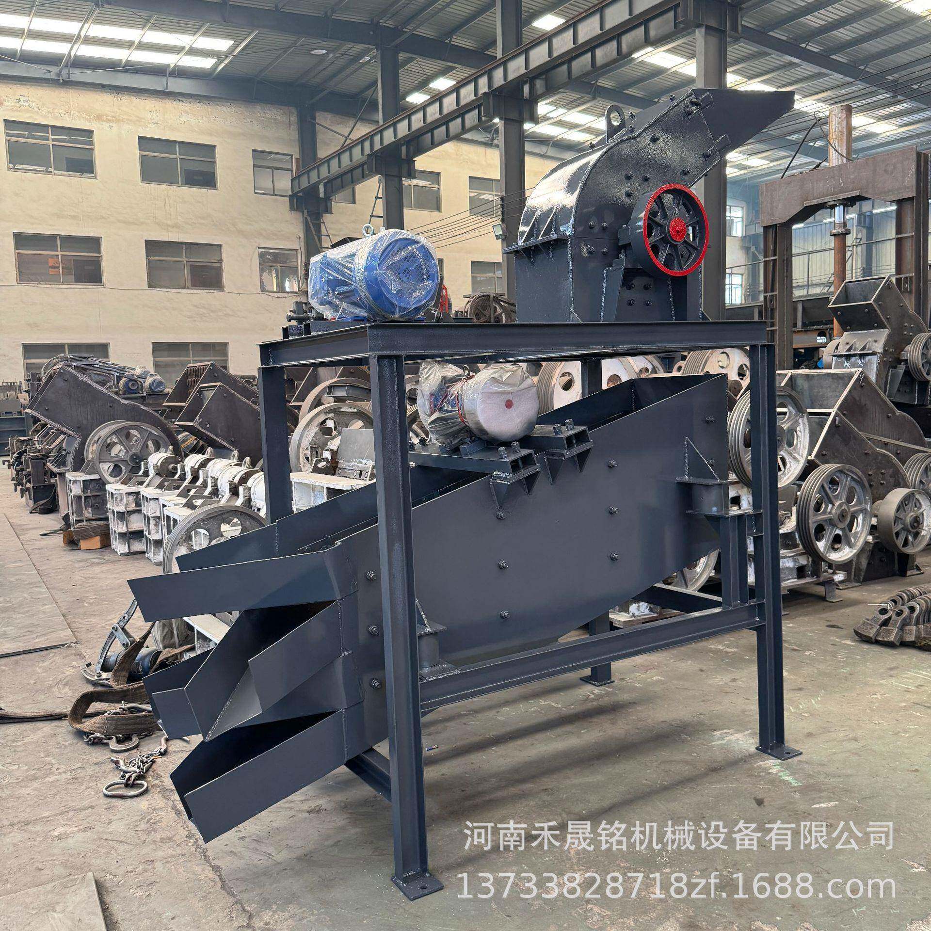 热卖移动式锤式破碎机可配振动筛组合建筑垃圾混凝土锤式粉碎机