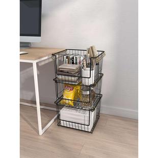 批发厨房置物架多层落地金属铁艺收纳筐网格篮大号可叠加水果蔬菜